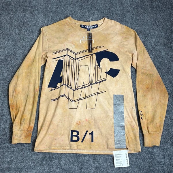 A-COLD-WALL* Long Sleeve Graphic Print T-Shirt with Distressed Acid Wash Effect