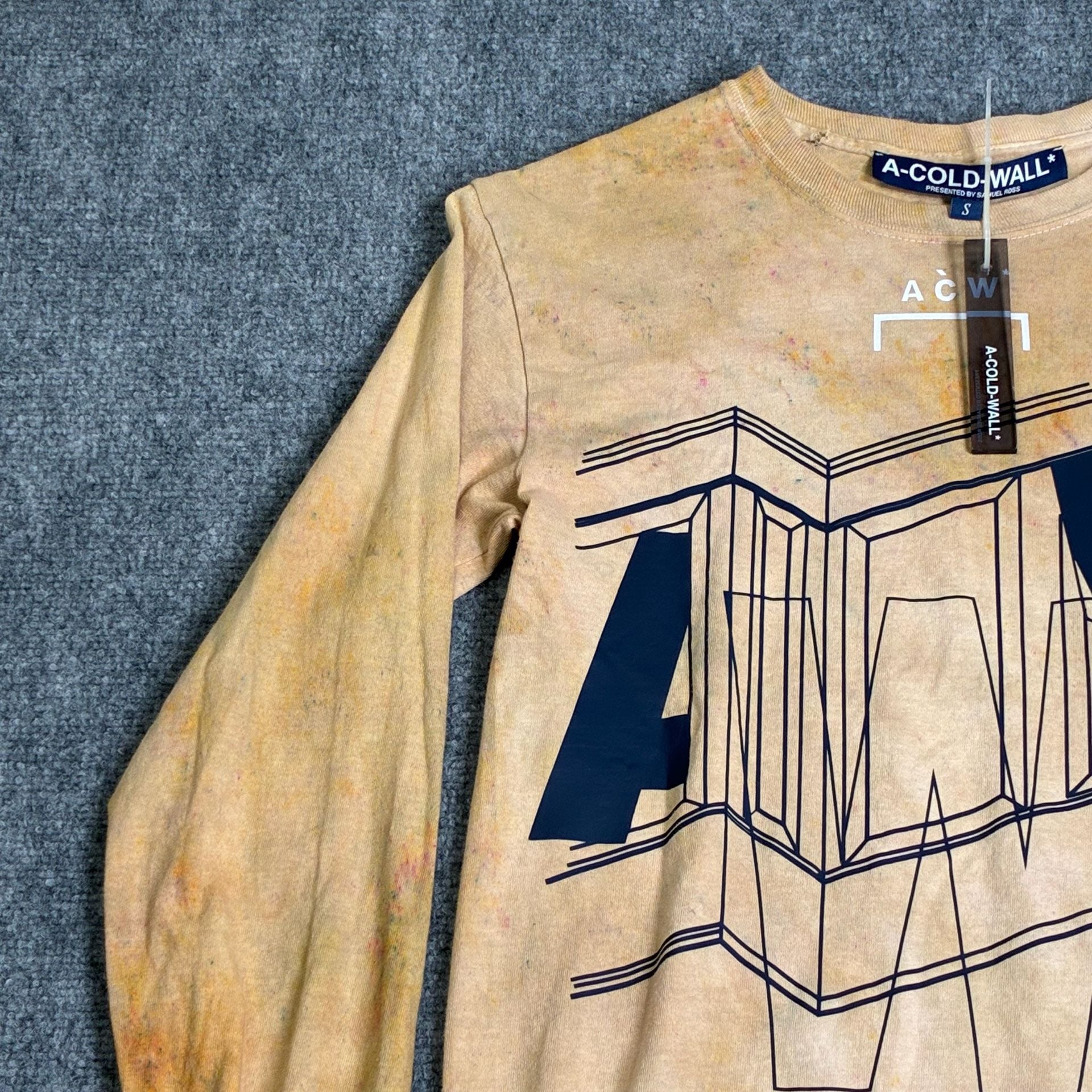 A-COLD-WALL* Long Sleeve Graphic Print T-Shirt with Distressed Acid Wash Effect 3