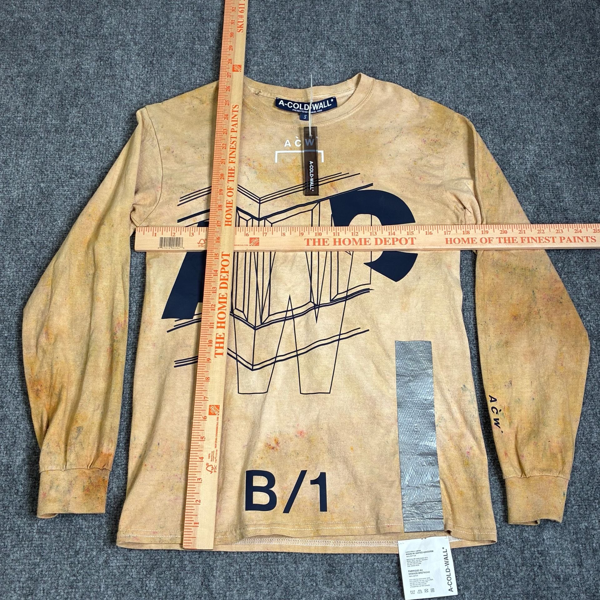 A-COLD-WALL* Long Sleeve Graphic Print T-Shirt with Distressed Acid Wash Effect 17