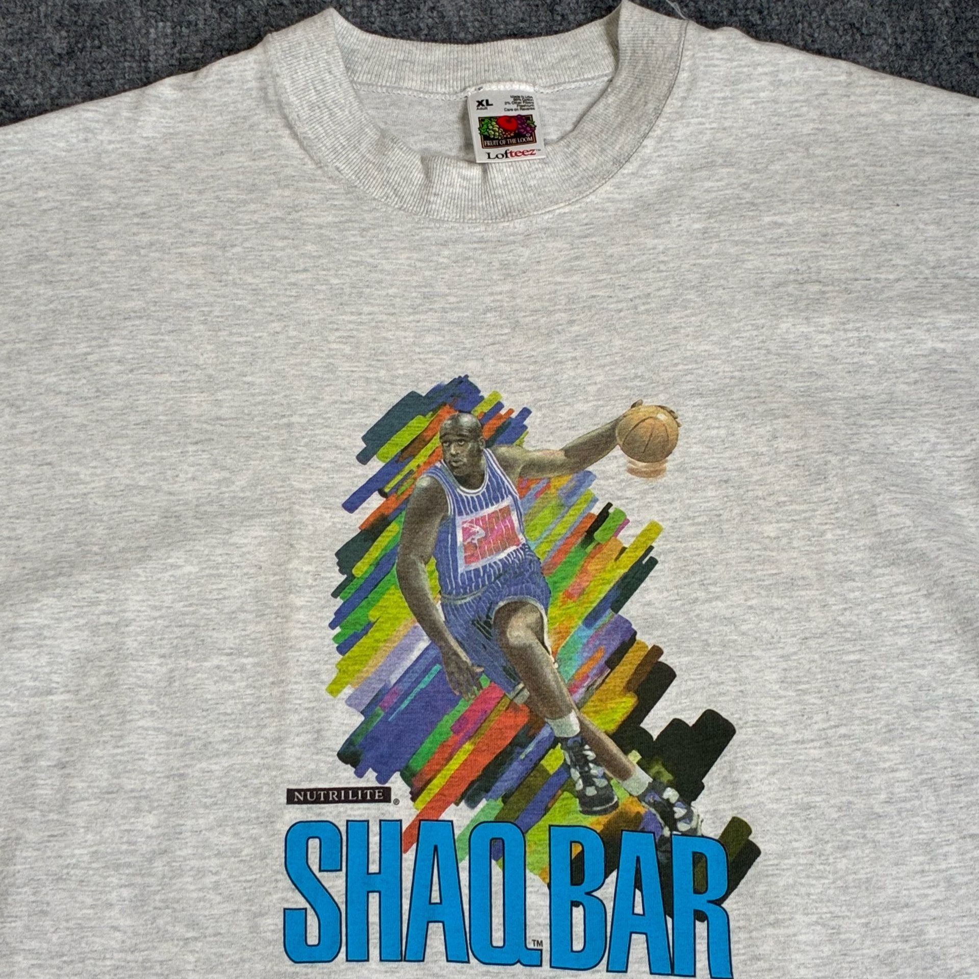 Vintage 1995 Shaquille O'Neal Shaq Bar Nutrilite Graphic T-Shirt 7
