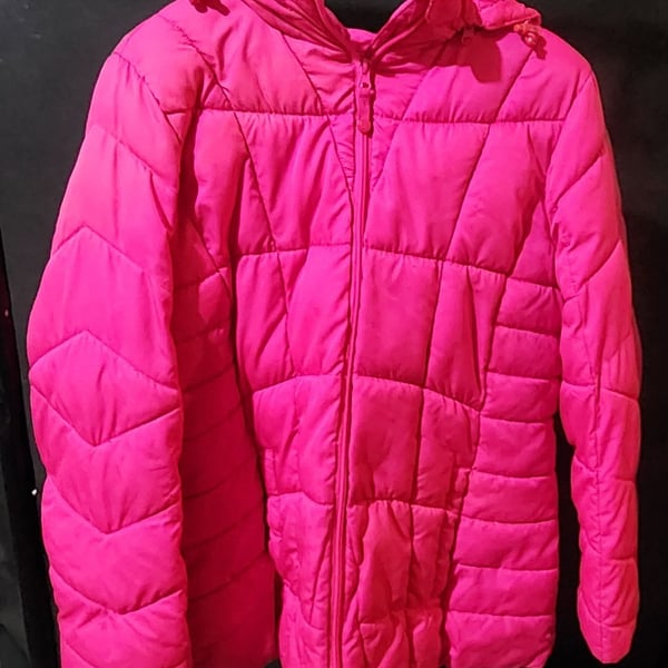 Faded Glory Women's Hot Pink Quilted Hooded Puffer Jacket