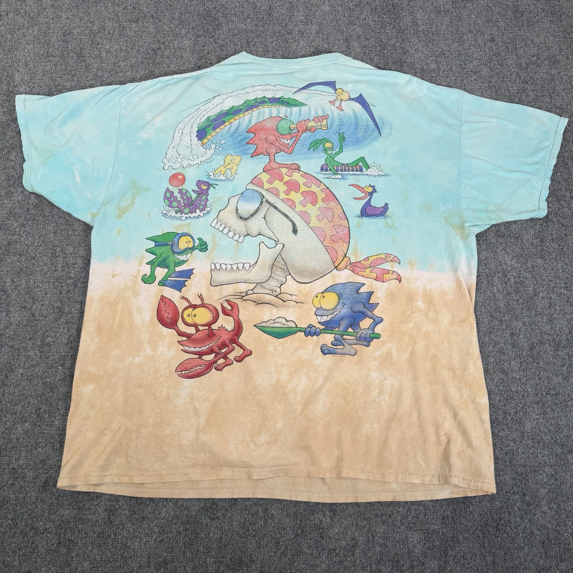 Vtg Grateful Dead Beach Shirt 1992 Large Liquid Blue Tie Dye Green Wave Variant XXL 9