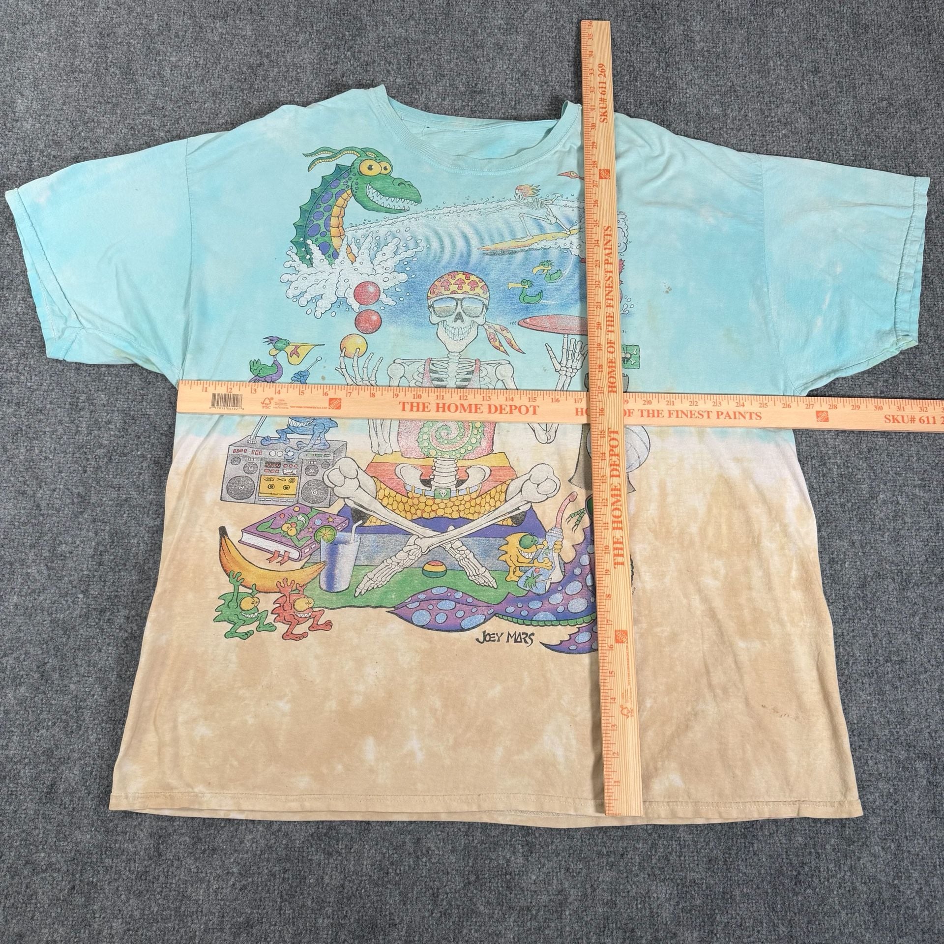 Vtg Grateful Dead Beach Shirt 1992 Large Liquid Blue Tie Dye Green Wave Variant XXL 10