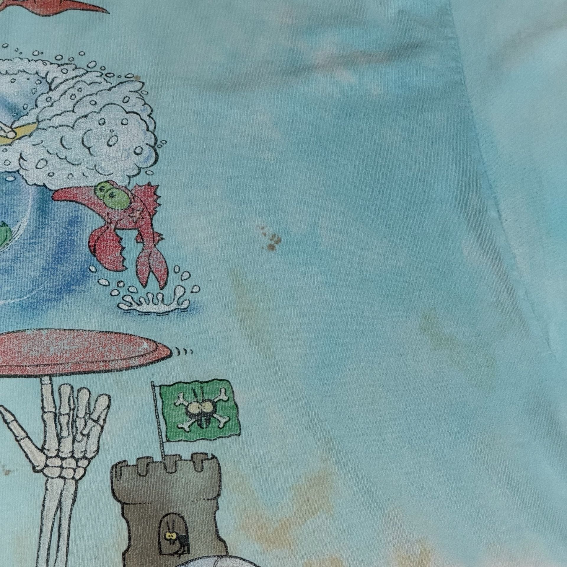 Vtg Grateful Dead Beach Shirt 1992 Large Liquid Blue Tie Dye Green Wave Variant XXL 11