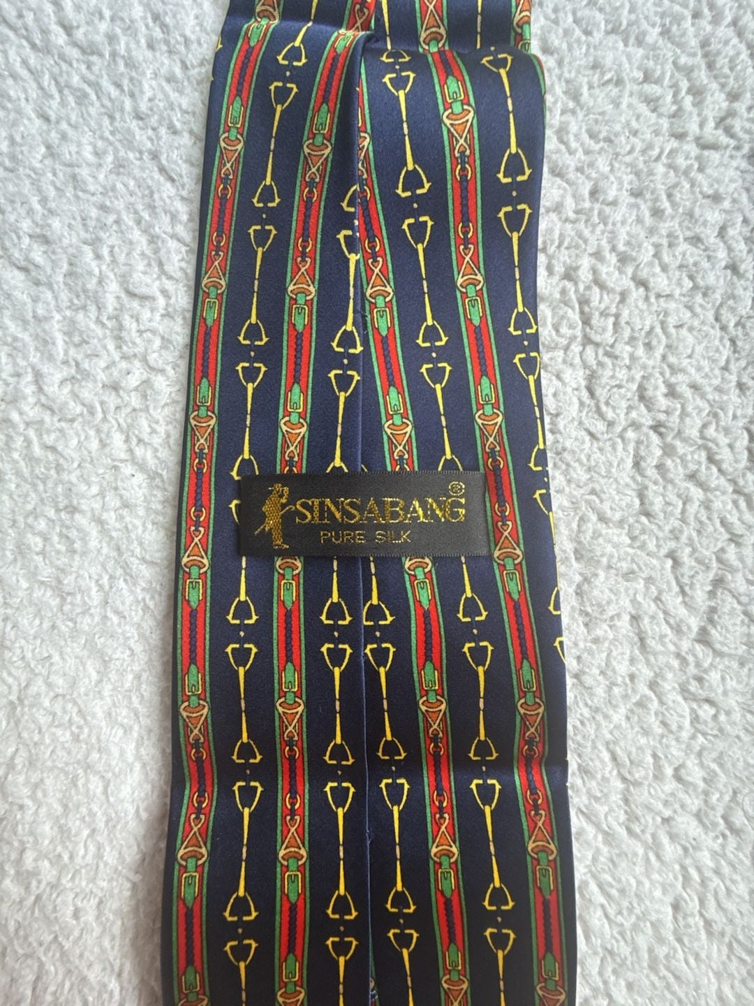 Sinsabang Pure Silk Equestrian Horse Bit Print Men's Necktie 2