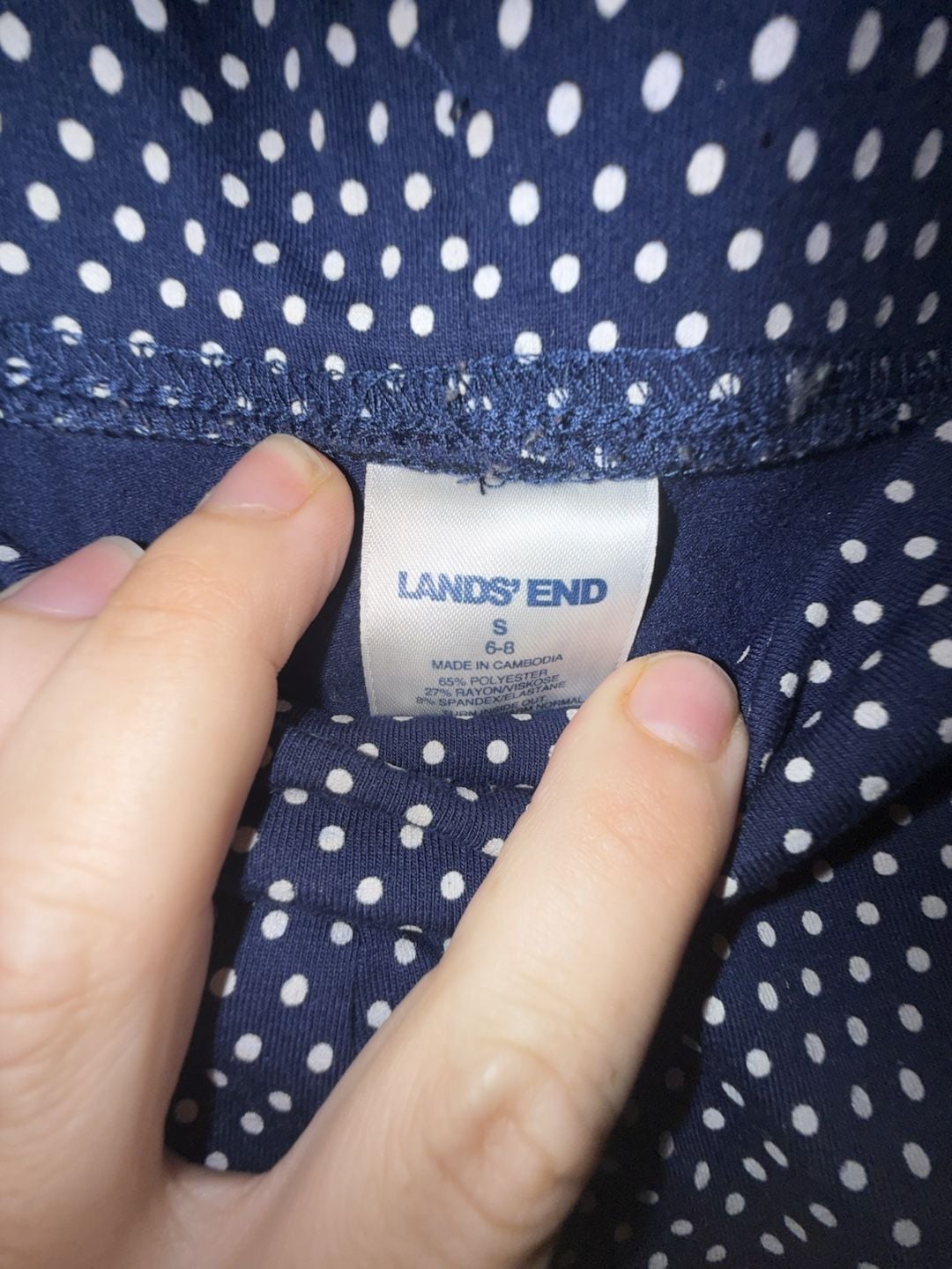 Lands' End Women's Navy Polka Dot 2-Piece Pajama Lounge Set 8