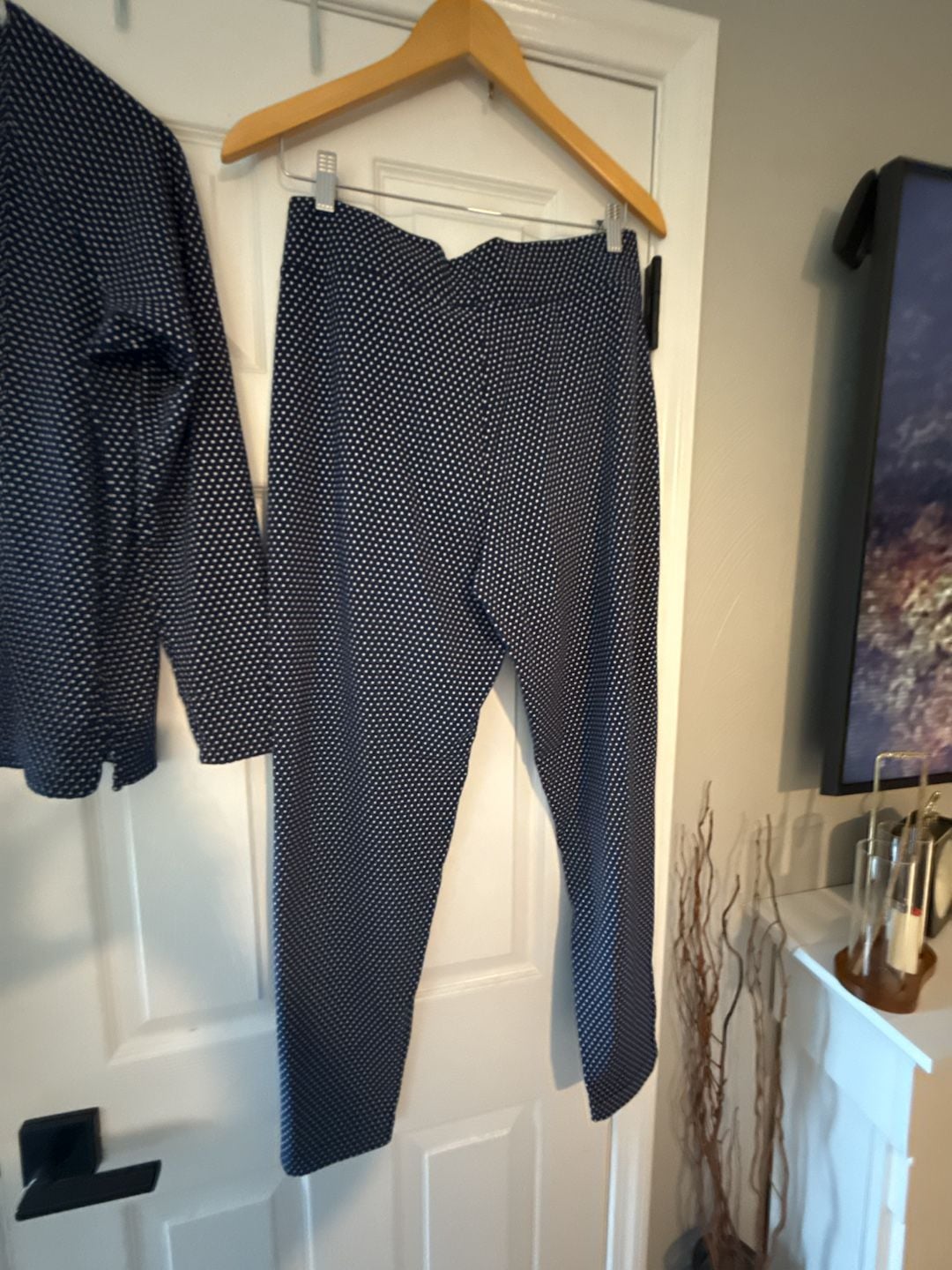 Lands' End Women's Navy Polka Dot 2-Piece Pajama Lounge Set 9