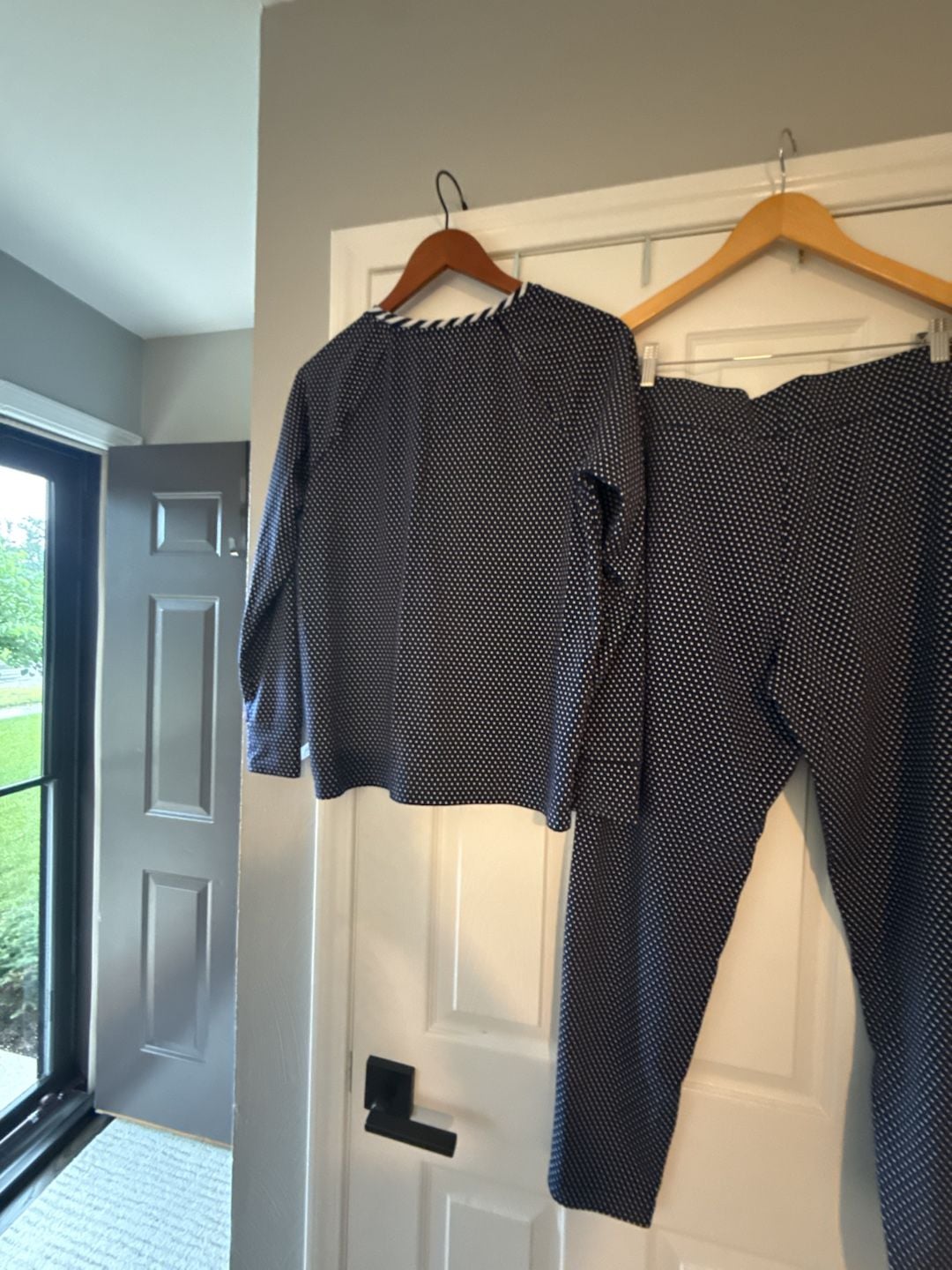 Lands' End Women's Navy Polka Dot 2-Piece Pajama Lounge Set 10