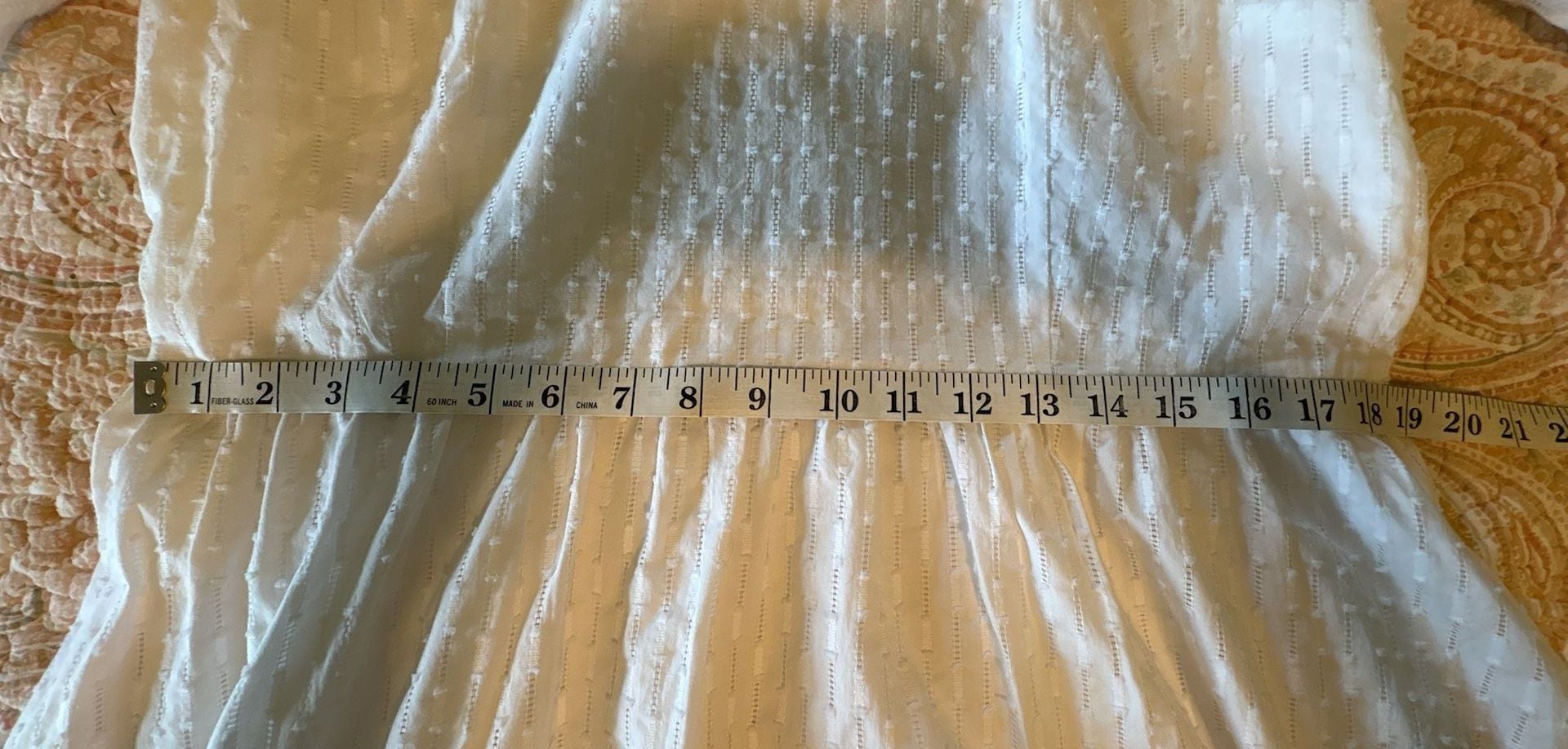 NWOT LOFT White Dobby U-Neck Puff Sleeve knee length Dress, size 14 8