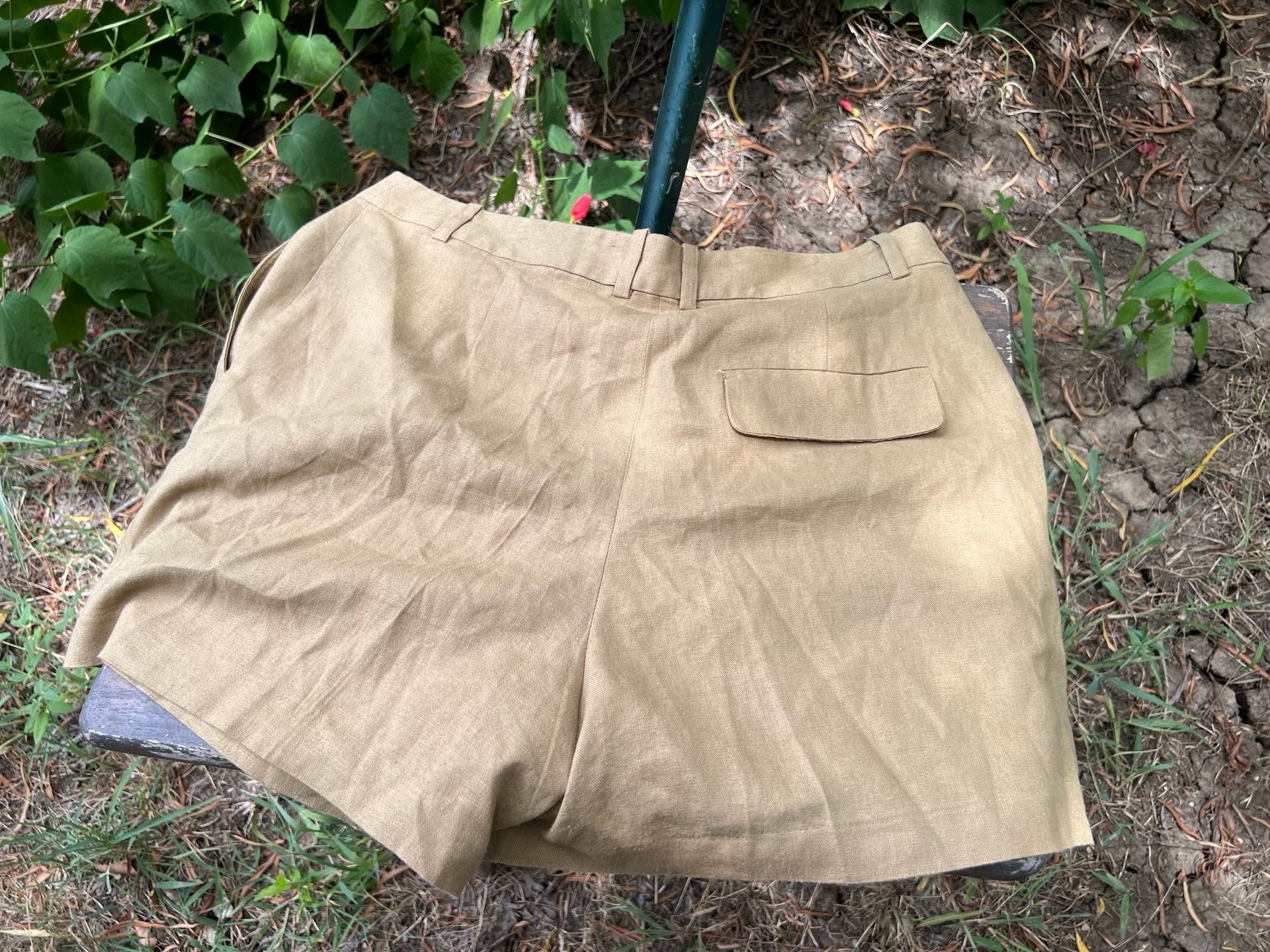 Zara Women's Tan Pleated Linen Blend Tailored Shorts 9