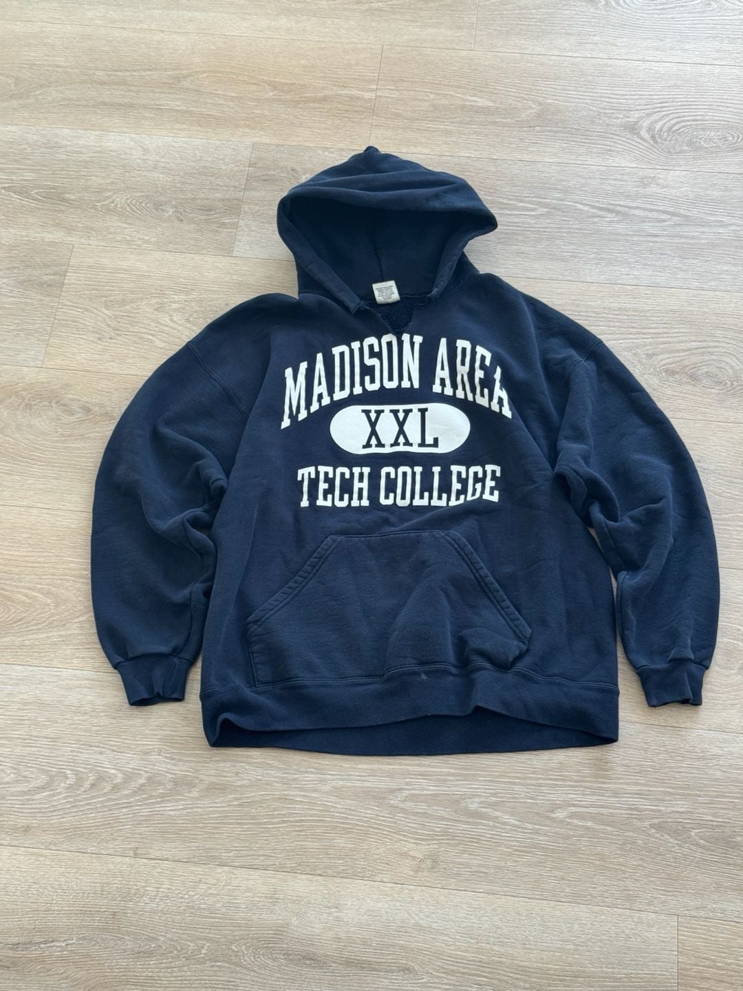 Vintage M.J. Soffe Madison Area Technical College Navy Blue Hoodie 2