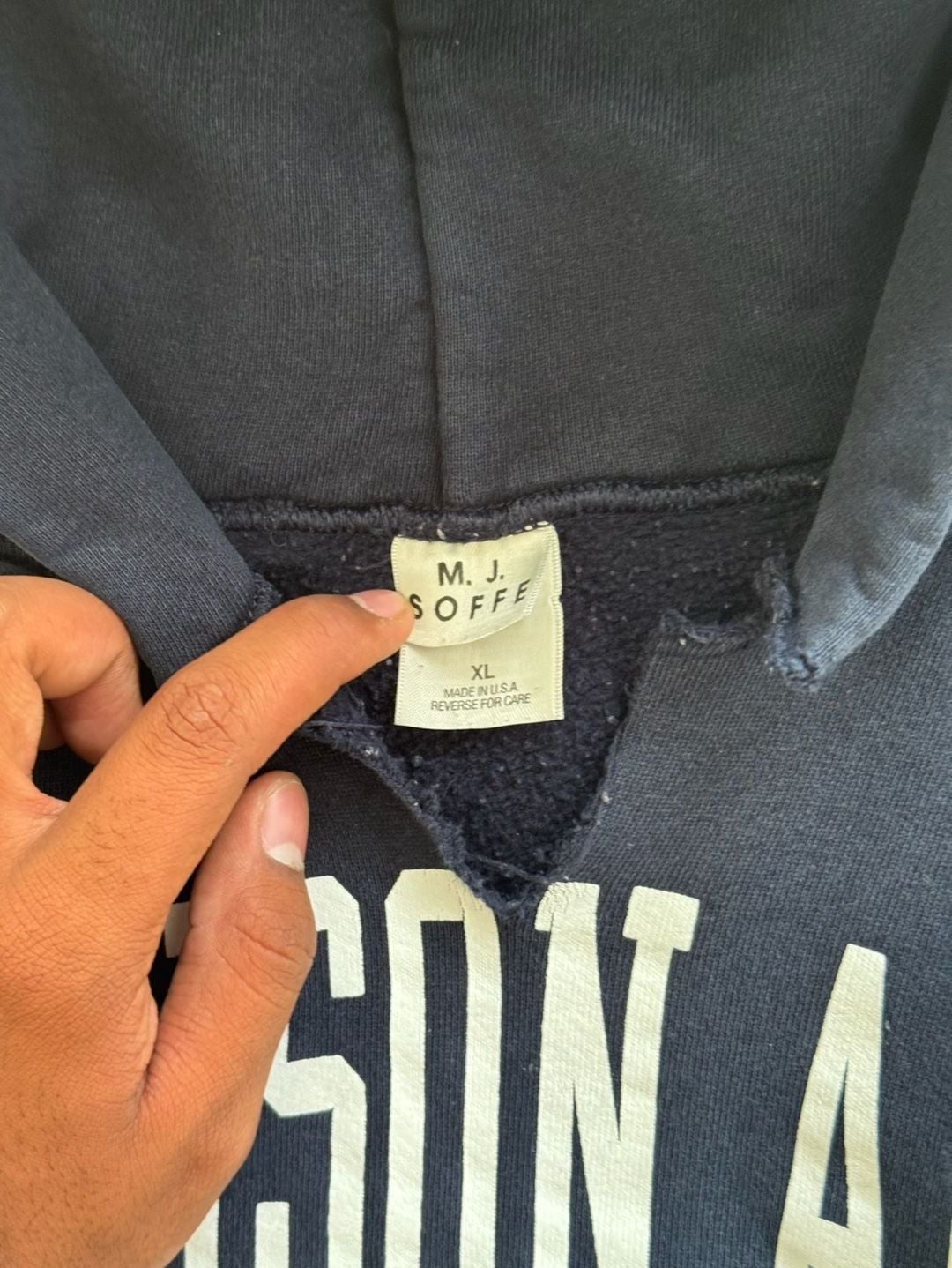 Vintage M.J. Soffe Madison Area Technical College Navy Blue Hoodie 5