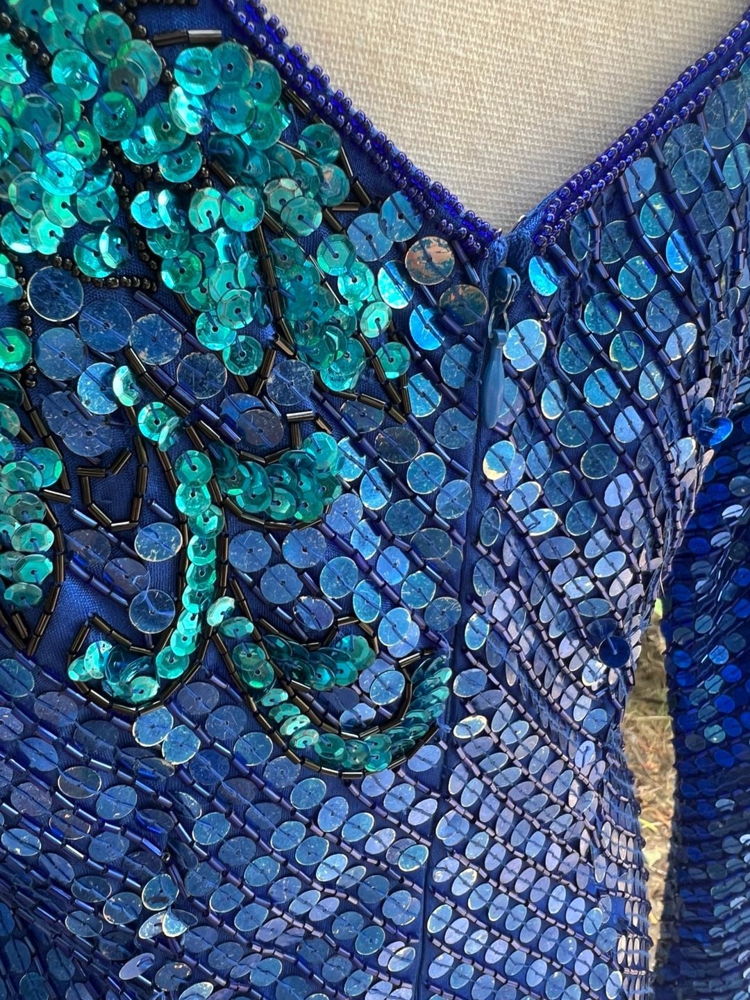 Vintage Nadine Hand Beaded Sequin Long Sleeve Dress 7
