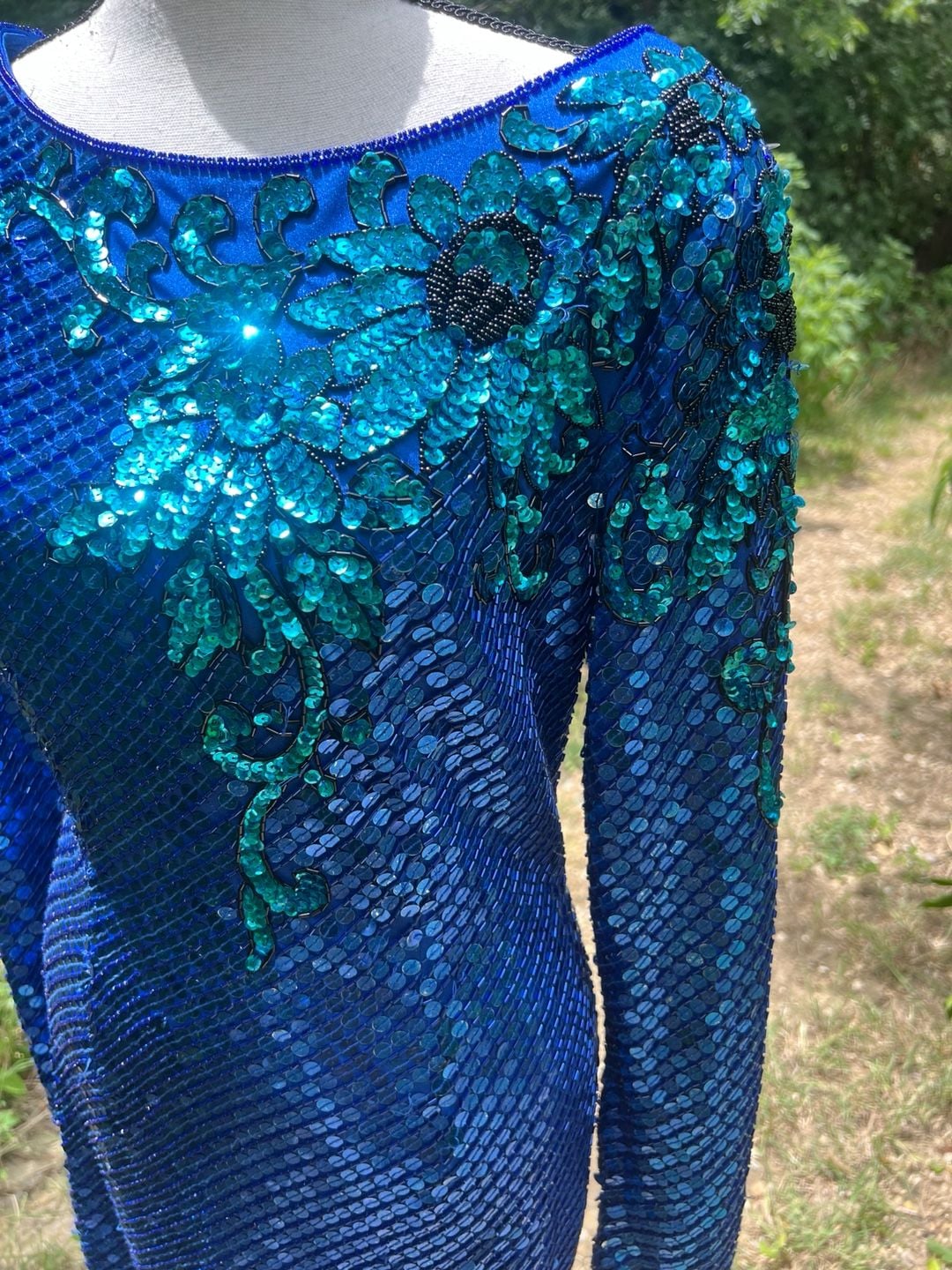 Vintage Nadine Hand Beaded Sequin Long Sleeve Dress 12