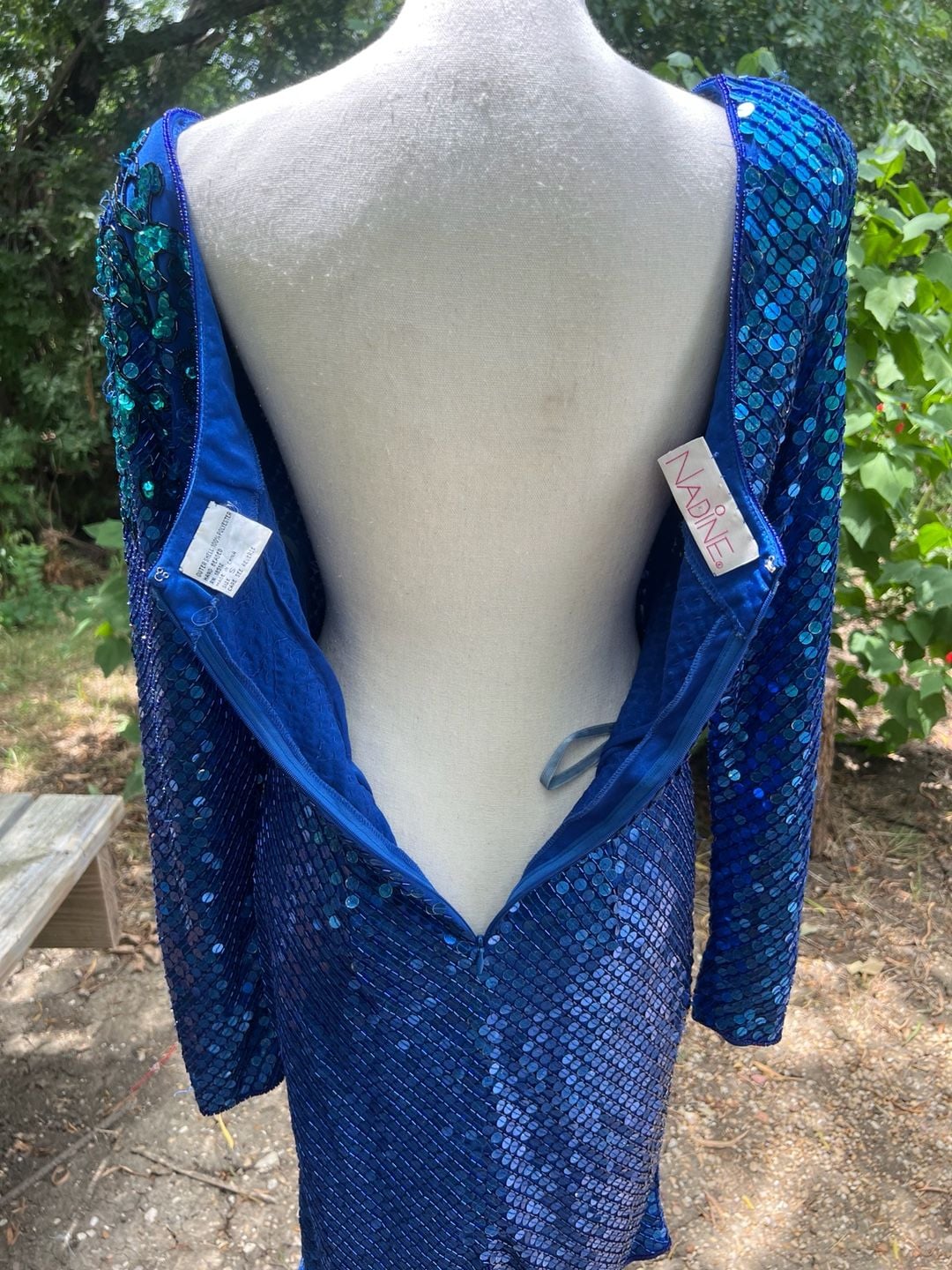 Vintage Nadine Hand Beaded Sequin Long Sleeve Dress 15