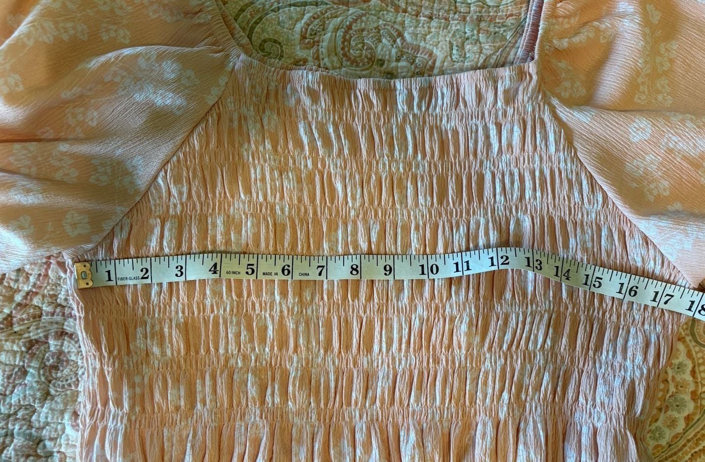 EUC LuLaRoe Alina Smocked Puff Sleeve Midi Dress in Peach Floral Print, large 8