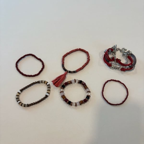 Boho Style Mixed Bead and Tassel Bracelet Multi-Piece Jewelry Set