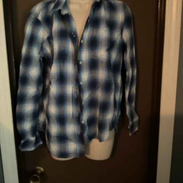 Slate & Stone Flannel Button Up Shirt Mens Size Small Blue Plaid 100% Cotton