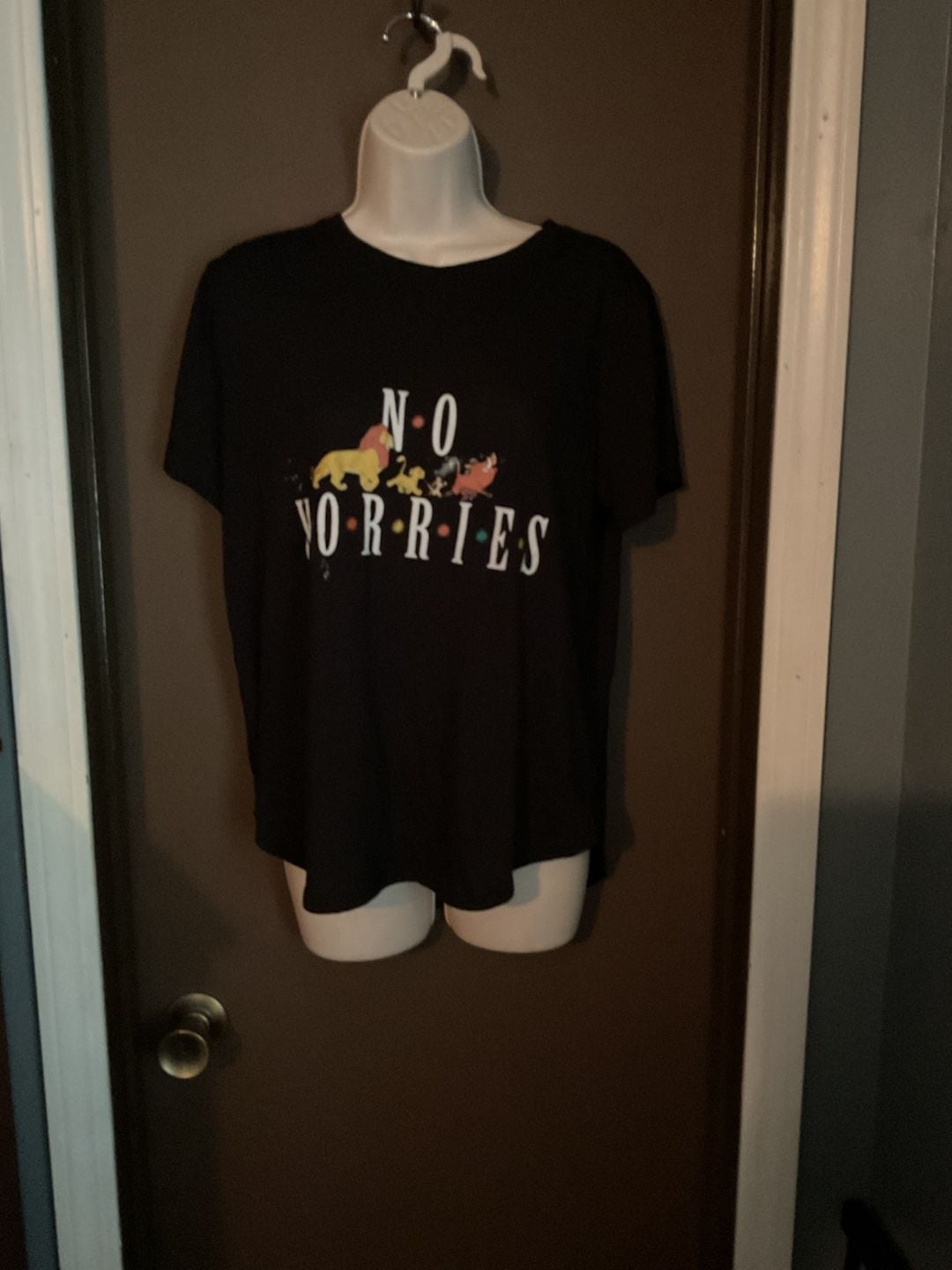 Lion King No Worries Womens Black Graphic T Shirt Size XL 1