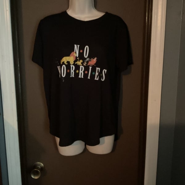 Lion King No Worries Womens Black Graphic T Shirt Size XL