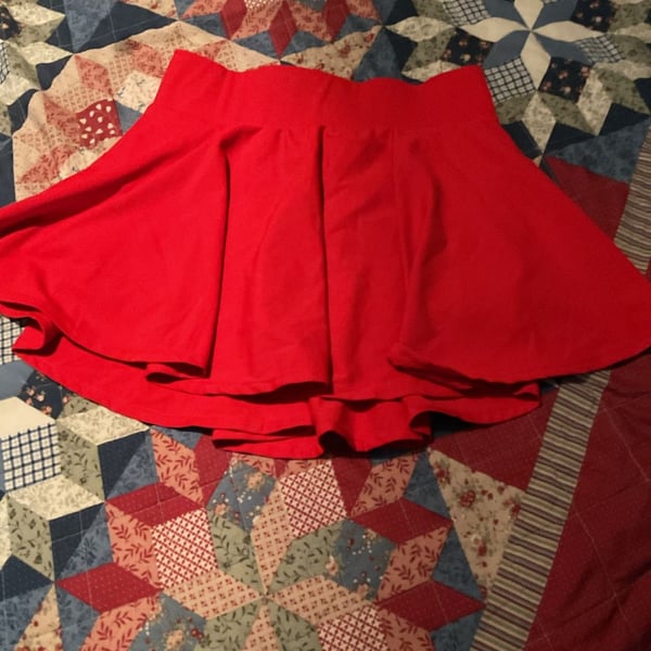 LEVEN SIXTEEN Women's Stretch Flared Mini Skirt - Super Short Skate Style in Nylon Ponte for Casual Wear Red Red Large : ,