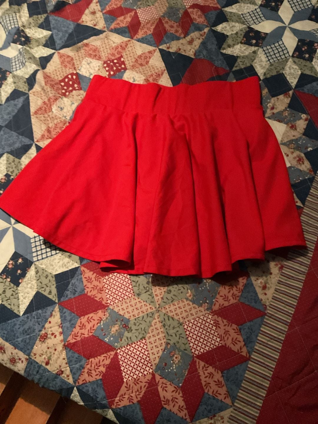 LEVEN SIXTEEN Women's Stretch Flared Mini Skirt - Super Short Skate Style in Nylon Ponte for Casual Wear Red Red Large : , 2