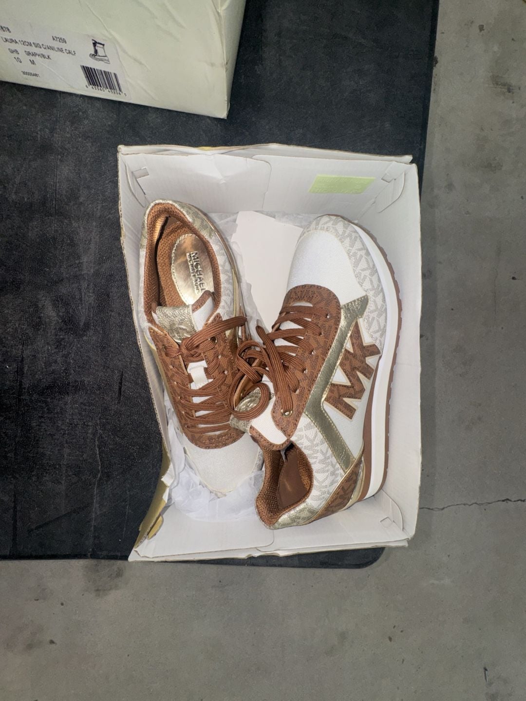 Michael Kors Maddy Tech Canvas Trainer Sneakers in Cream 1