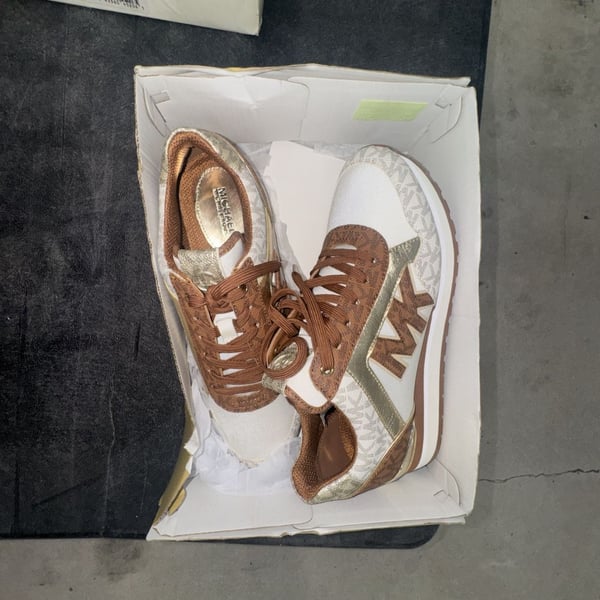 Michael Kors Maddy Tech Canvas Trainer Sneakers in Cream