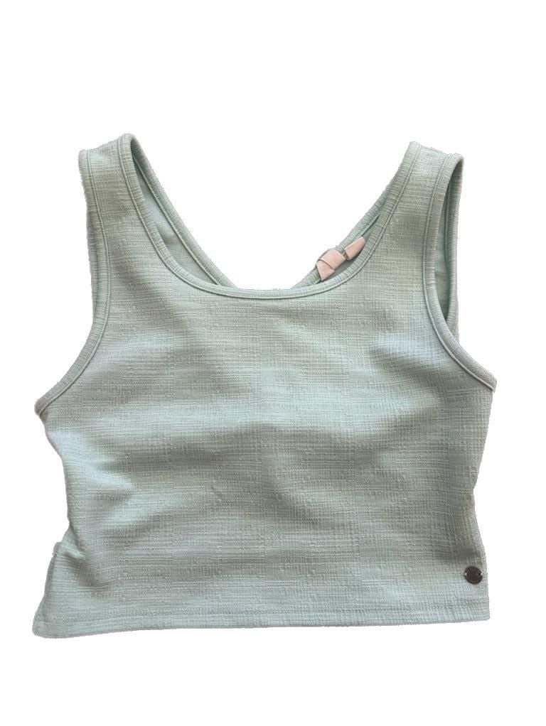 Roxy Good Keepsake Women's Mint Green Ribbed Crop Tank Top 1