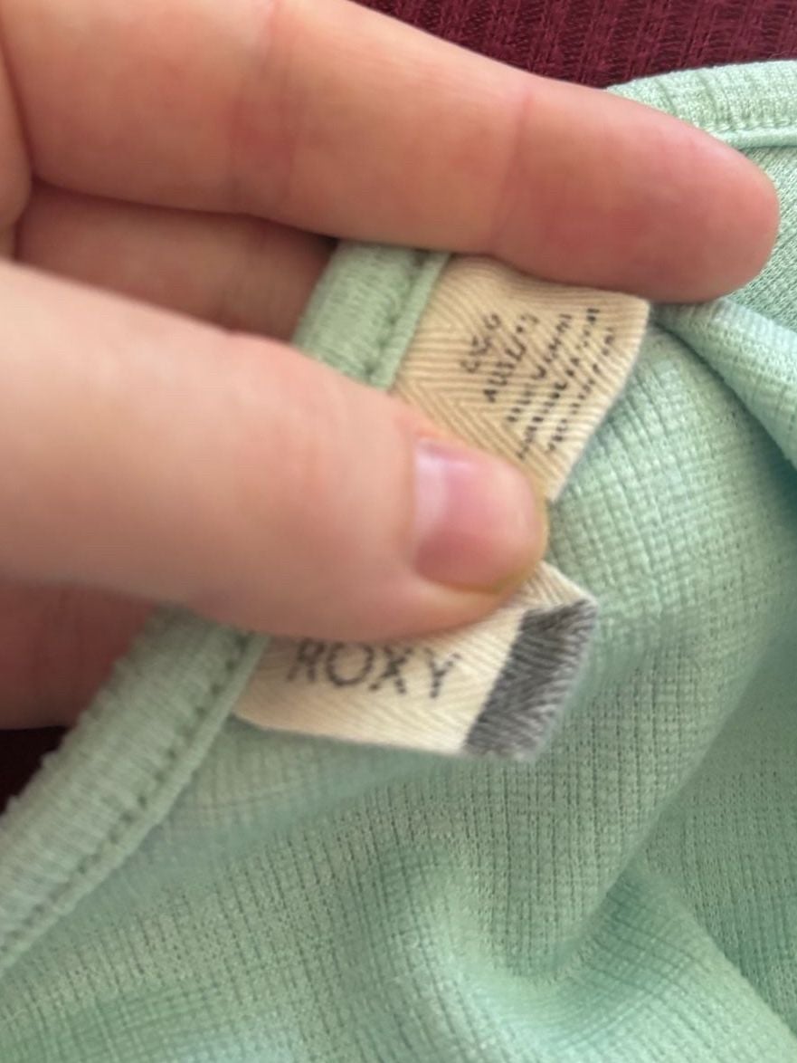 Roxy Good Keepsake Women's Mint Green Ribbed Crop Tank Top 4