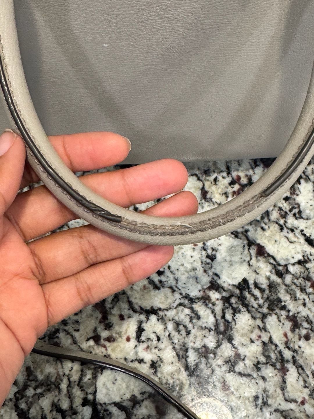 Michael Kors Large Leather Satchel Crossbody Bag Light Gray Silver Hardware 8