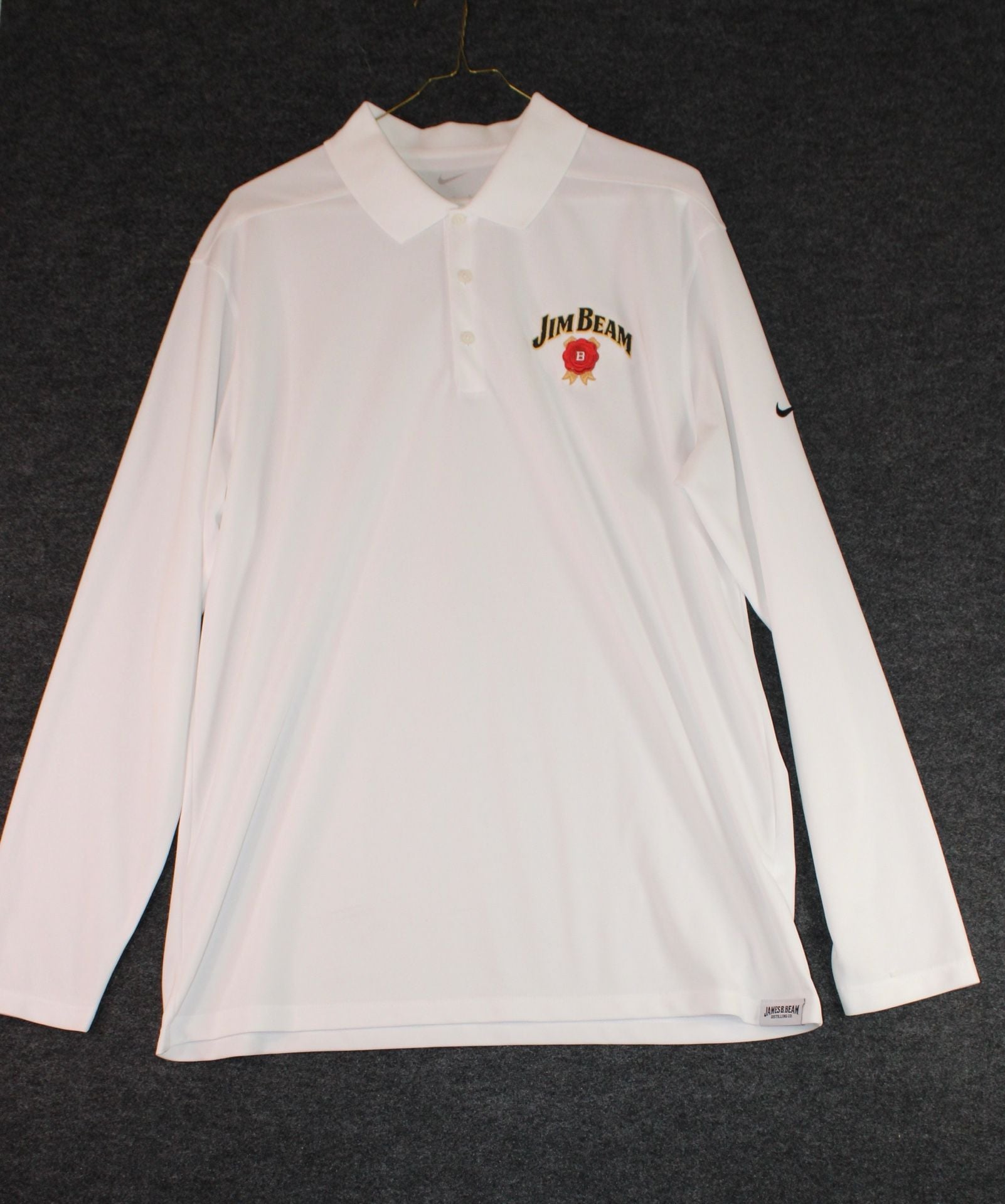 Nike Jim Beam Embroidered Long Sleeve Golf Dri-Fit Polo Shirt 2
