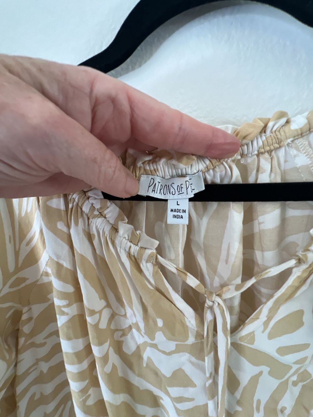 Patrons of Peace Tiered Mini Dress Size L Beige Tropical Print 4