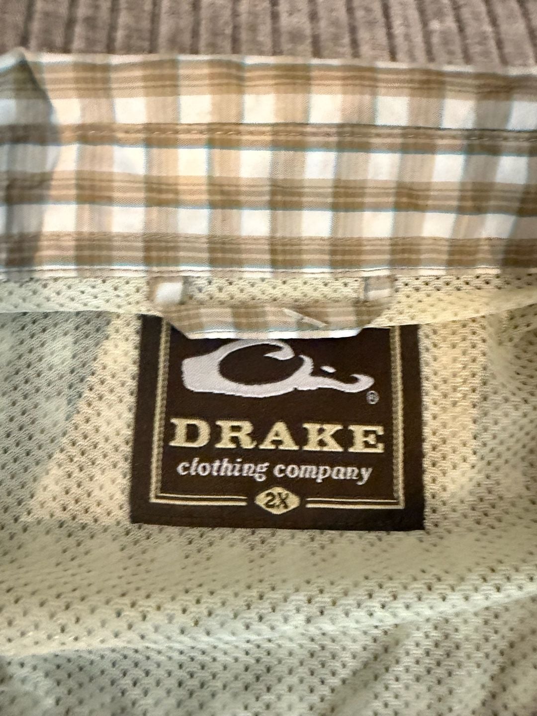 Drake Clothing Company Men's Long Sleeve Vented Fishing Shirt Plaid 2X 4