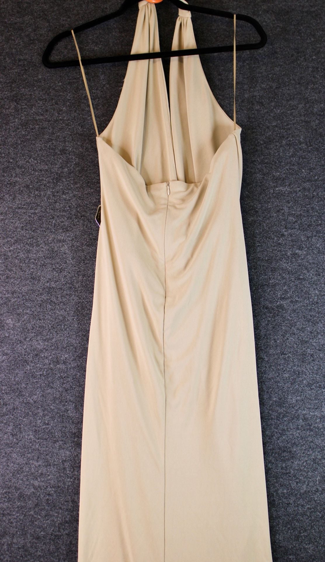 Zara Seashell Halter Cowl Neck Midi Dress in Beige 2