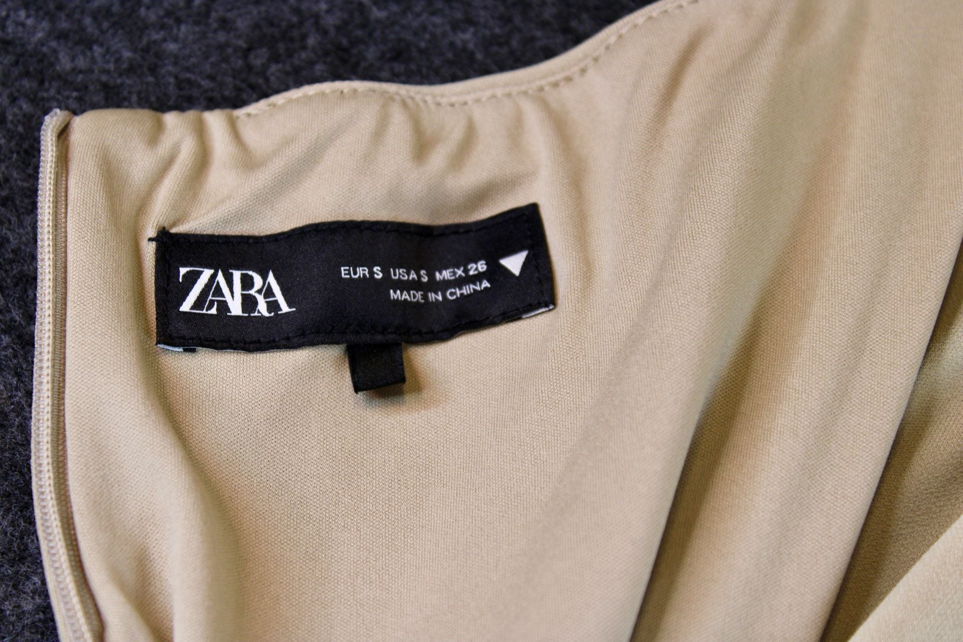 Zara Seashell Halter Cowl Neck Midi Dress in Beige 3