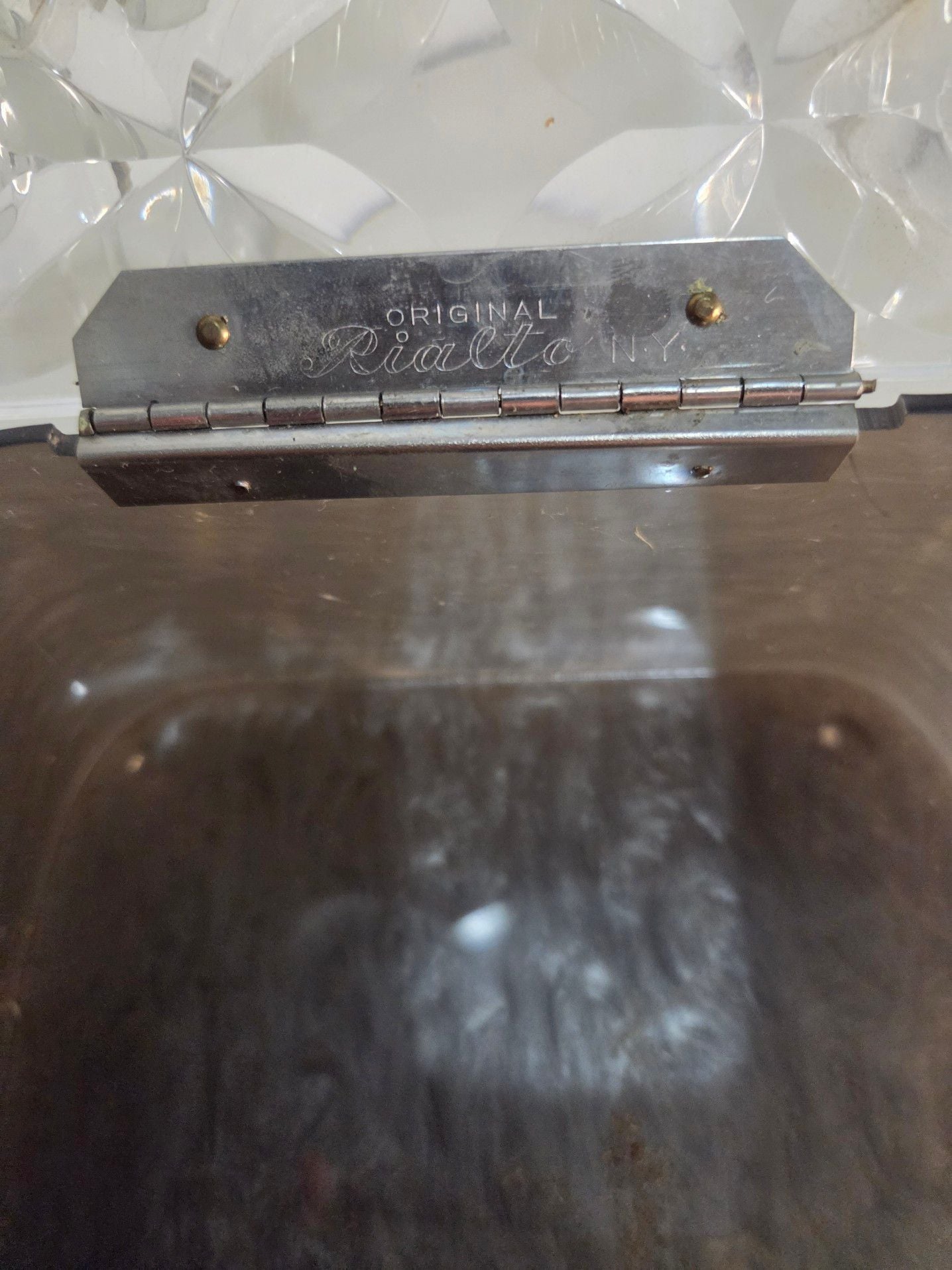 Vintage 1950s Original Rialto N.Y. Lucite Top Handle Box Purse in Grey Marbleized Acrylic 6