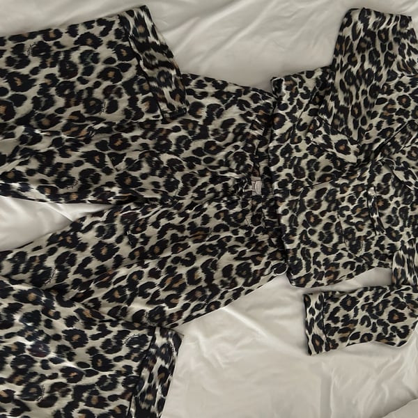 Victoria's Secret Leopard Print Satin Long Sleeve Pajama Set