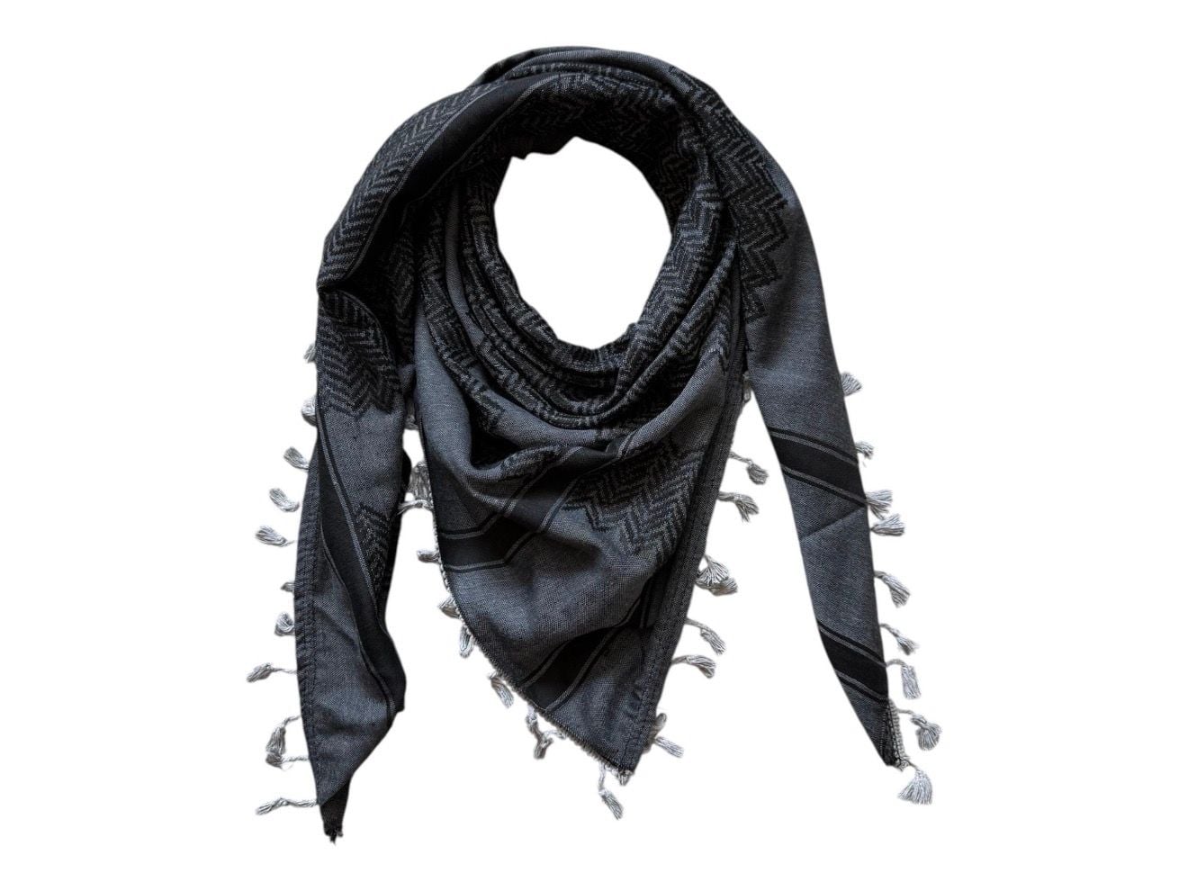 Shemagh Keffiyeh Made in Palestine Gray & Black delicately woven 1
