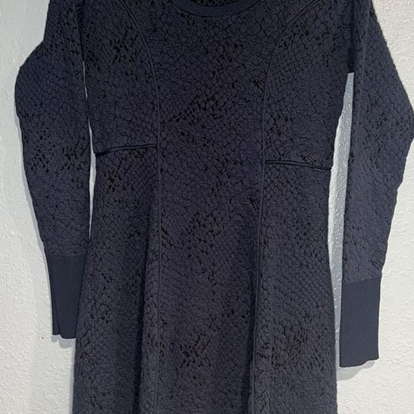 Simply Vera Vera Wang Navy Long Sleeve Textured Knit Mini Dress