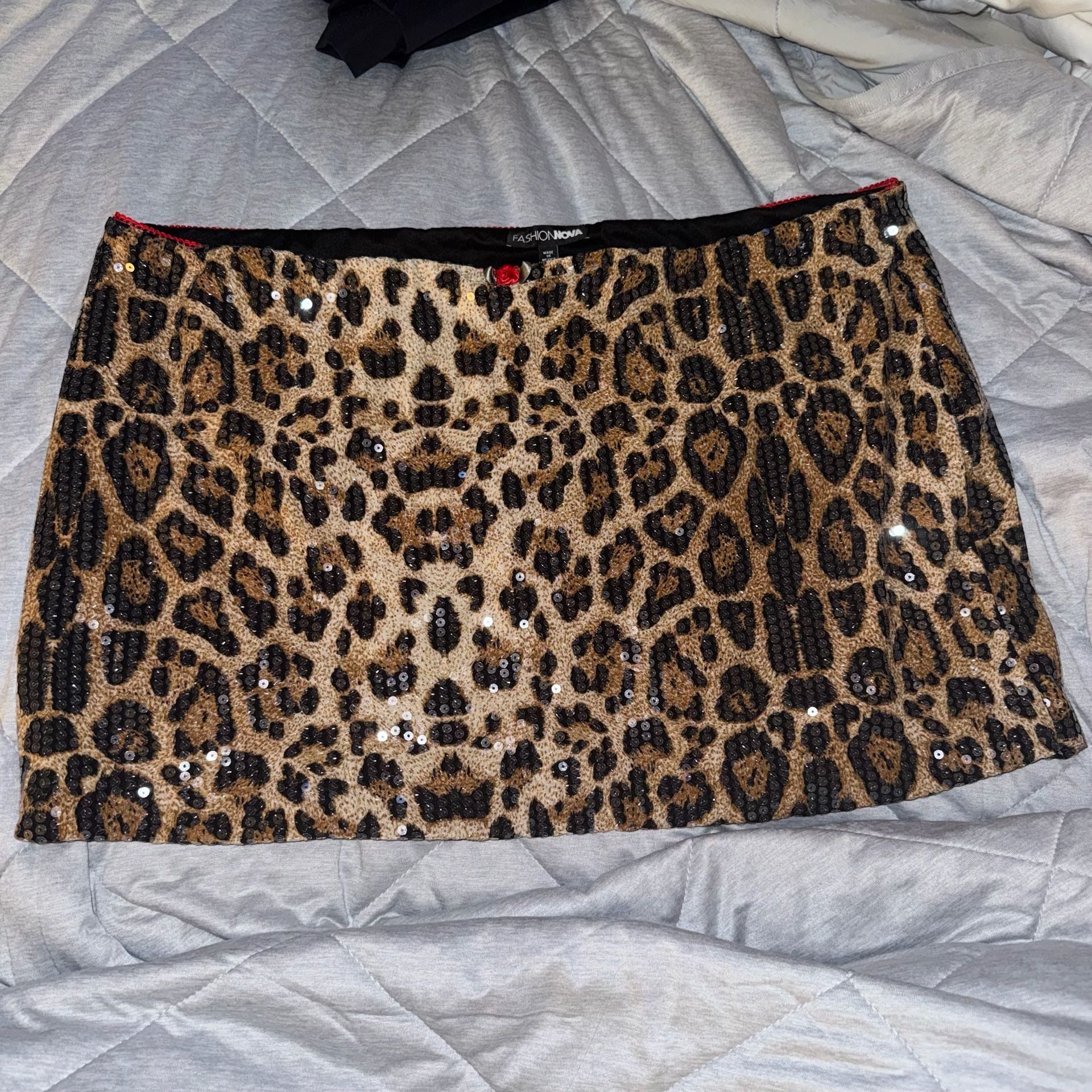 Fashion Nova Kiki Low Rise Leopard Print Sequin Mini Skirt 2