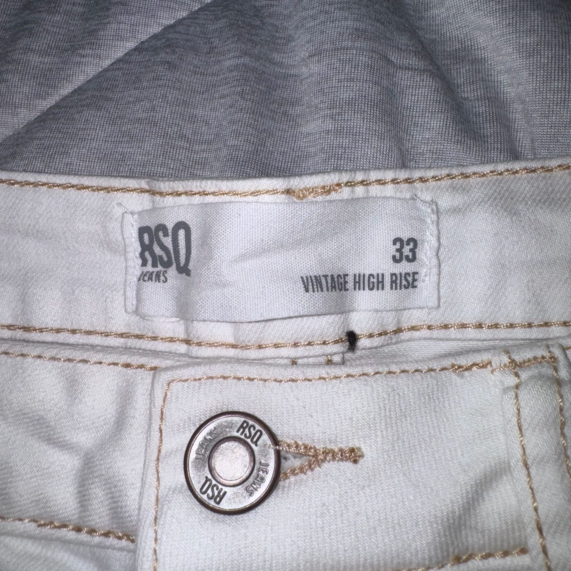 RSQ Jeans Vintage High Rise Distressed White Denim Shorts 3
