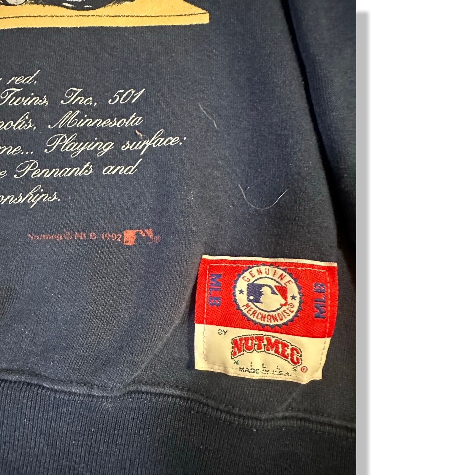 Vintage 1992 Nutmeg Mills Minnesota Twins MLB Crewneck Sweatshirt 3