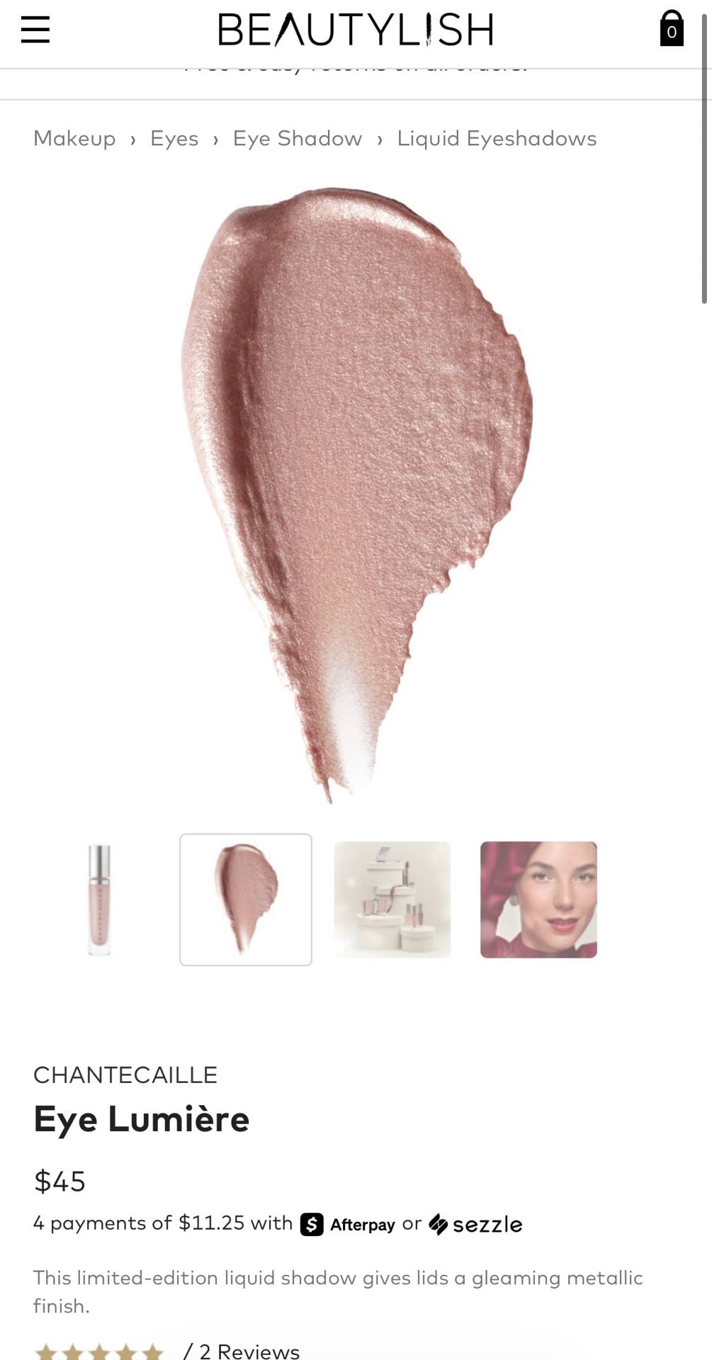 Chantecaille Eye Lumiere Liquid Eyeshadow in Crémant. MSRP$45!  9