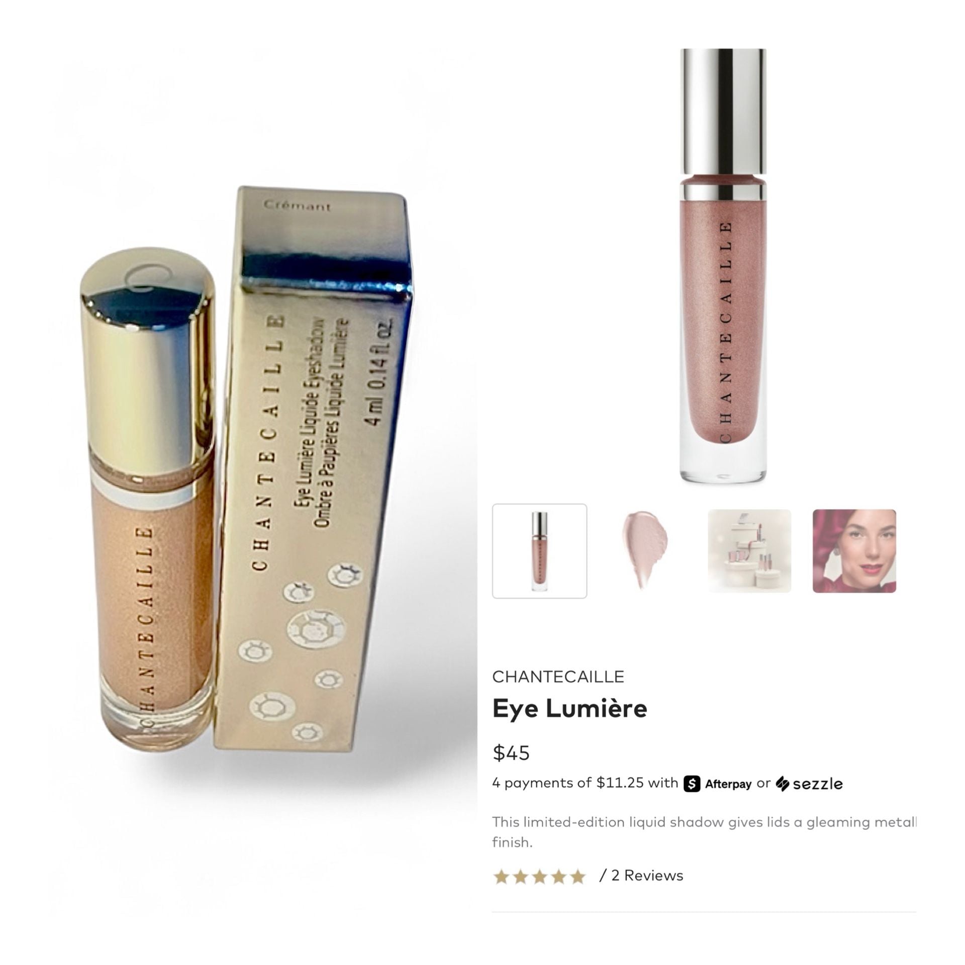 Chantecaille Eye Lumiere Liquid Eyeshadow in Crémant. MSRP$45!  13