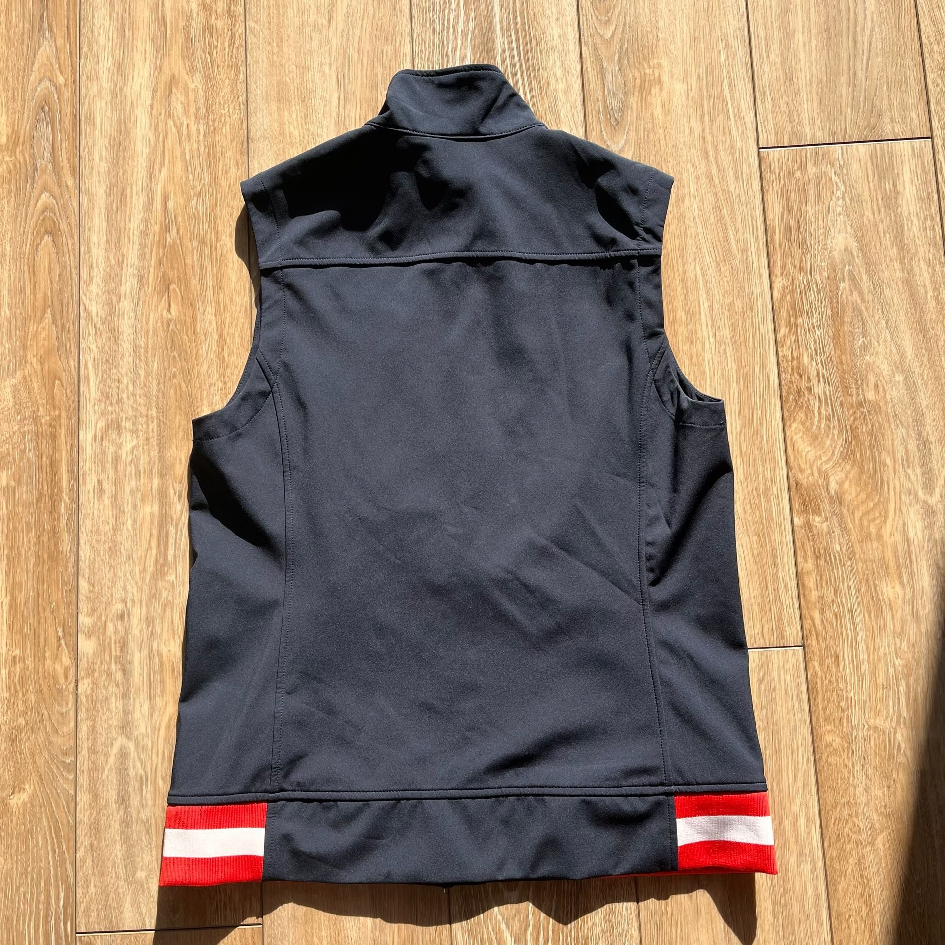 Ariat Women's New Team Softshell Vest in Navy Blue with Red and White Accents 8