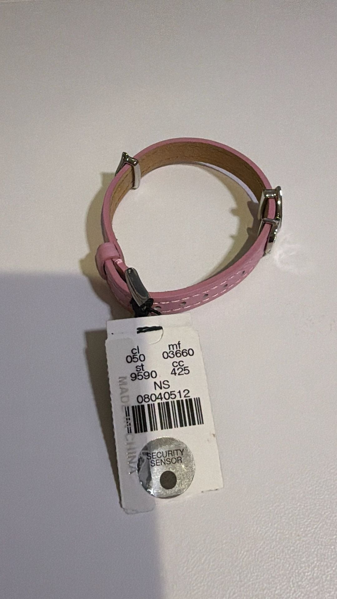 Express Pink Leather Heart Charm Bracelet with Rhinestones 8