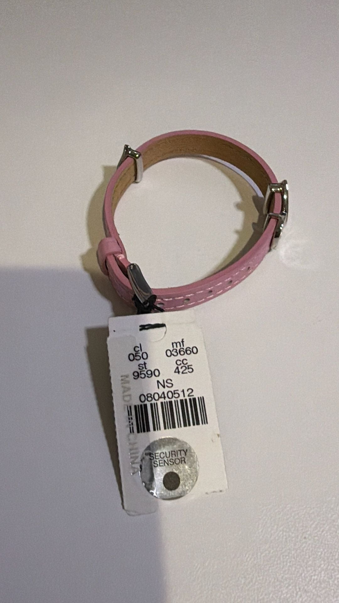 Express Pink Leather Heart Charm Bracelet with Rhinestones 9