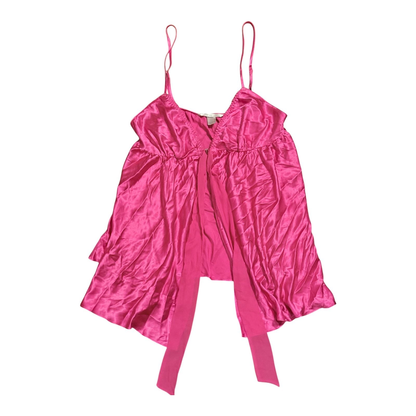 Victoria's Secret Vintage Y2K Hot Pink Satin Babydoll Chemise 1