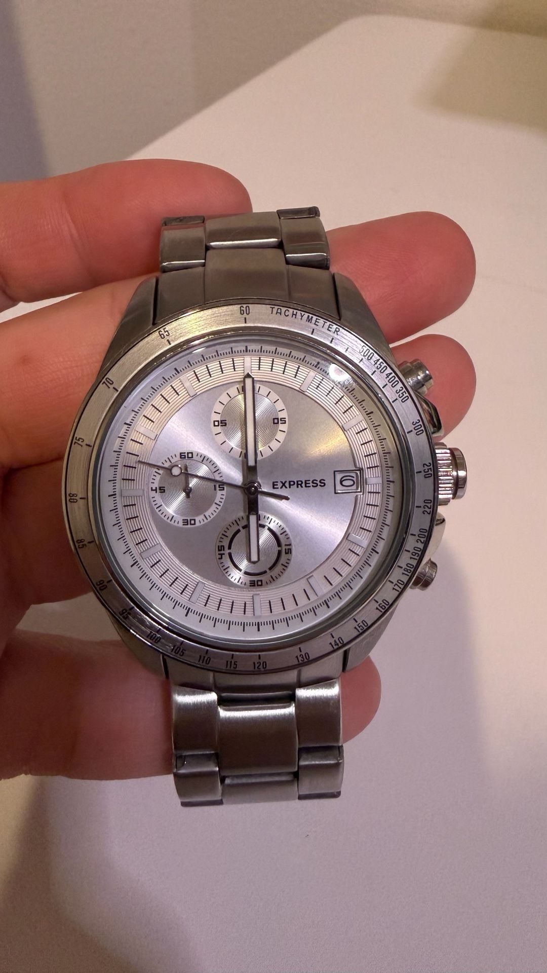 Express Men's Chronograph Silver-Tone Stainless Steel Watch FMDEX028S 2